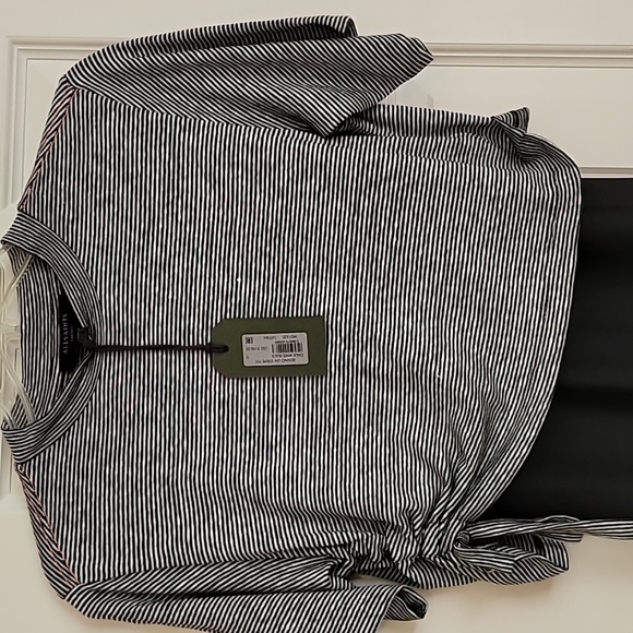 All Saints Benno Line Stripe tee with slip dress - Picture 5 of 7